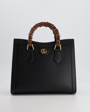 Gucci Black Diana Small Tote Leather Bag with Shiny Antique Gold Hardware & Bamboo Handle RRP £3,170