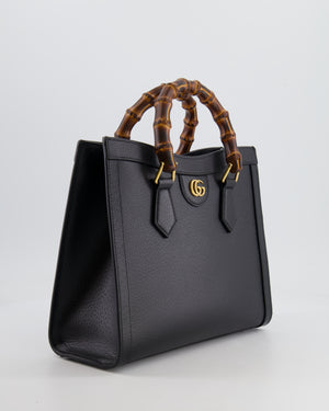 Gucci Black Diana Small Tote Leather Bag with Shiny Antique Gold Hardware & Bamboo Handle RRP £3,170