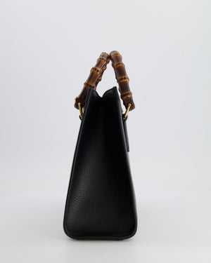 Gucci Black Diana Small Tote Leather Bag with Shiny Antique Gold Hardware & Bamboo Handle RRP £3,170