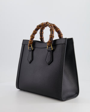 Gucci Black Diana Small Tote Leather Bag with Shiny Antique Gold Hardware & Bamboo Handle RRP £3,170