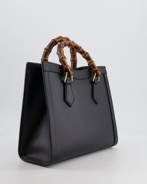 Gucci Black Diana Small Tote Leather Bag with Shiny Antique Gold Hardware & Bamboo Handle RRP £3,170