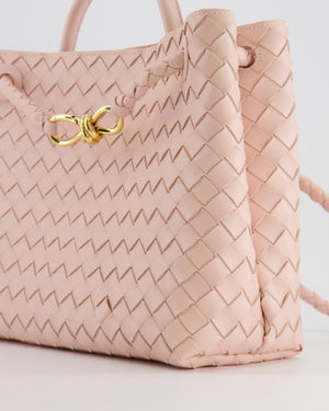 Bottega Veneta Medium Andiamo Bag in Pink Cameo Intrecciato Leather with Gold Hardware RRP £4,030