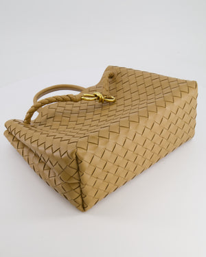 Bottega Veneta Medium Andiamo Bag in Beige Praline Intrecciato Leather with Gold Hardware RRP £4,030