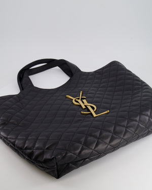 Saint Laurent Black Icare Maxi Shopping Bag in Quilted Lambskin Leather with Gold YSL Logo RRP £3,755