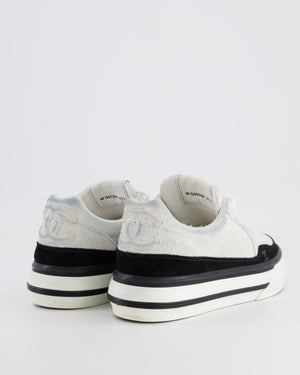 Chanel Coco 23B White and Black Suede Trainers with CC Logo Size EU 37.5