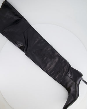 Alexander Wang Black Leather Thigh-High Heeled Boots Size EU 37 RRP £900