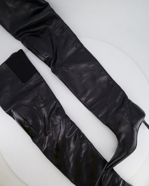 Alexander Wang Black Leather Thigh-High Heeled Boots Size EU 37 RRP £900