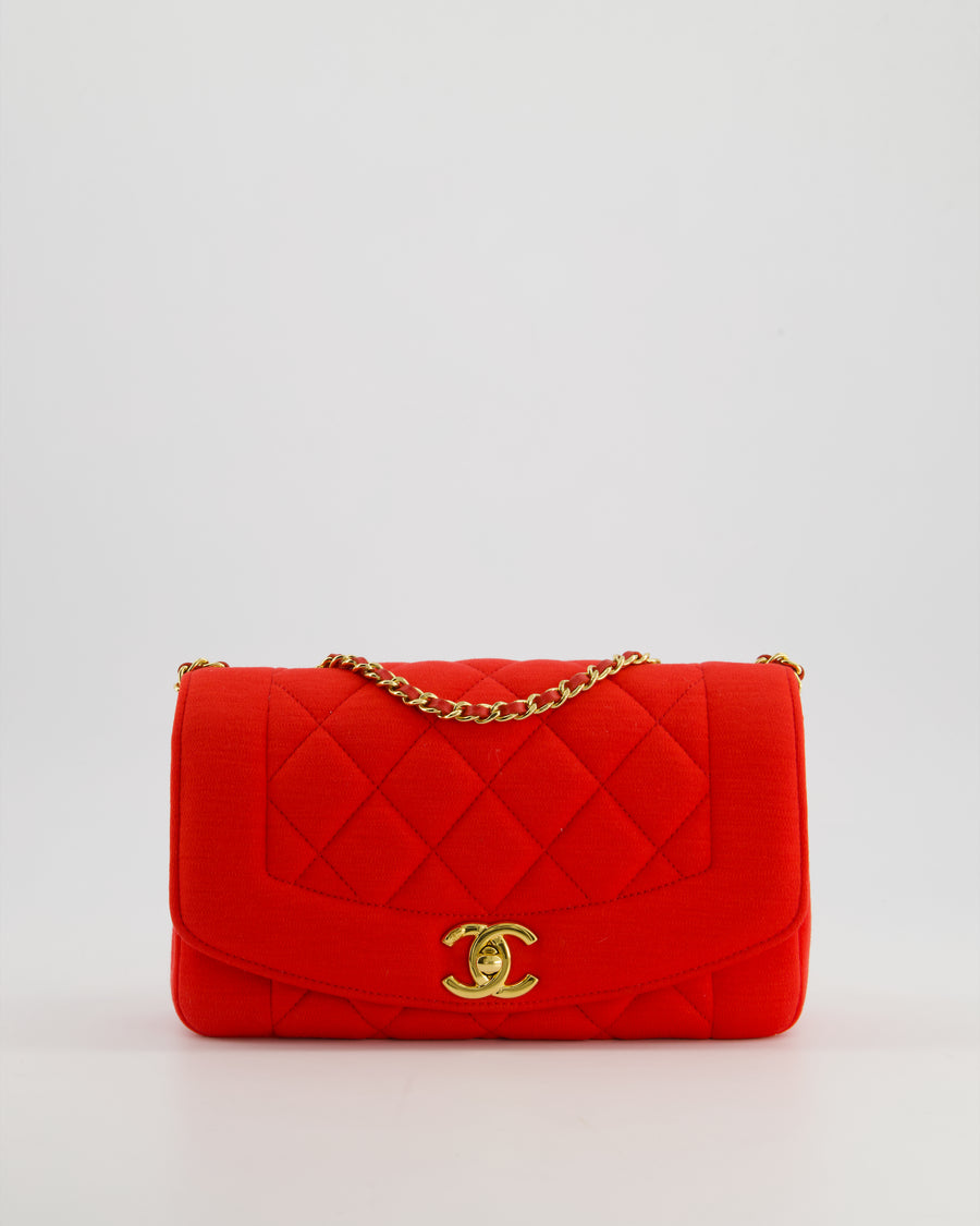 *RARE* Chanel Red Jersey Small Diana Flap Bag in with Gold Hardware