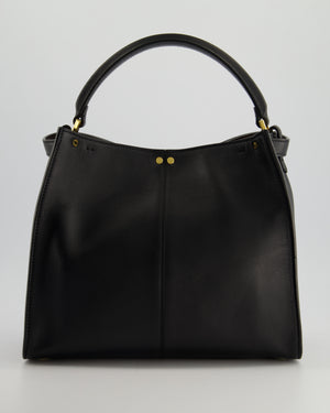 Fendi Medium Black Peekaboo X-Lite Leather Bag with Gold Hardware and Red & Brown Leather Interior