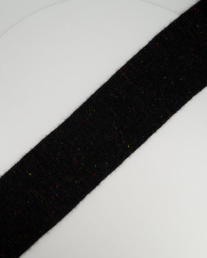 Chanel Charcoal Alpaca Wool Scarf With Multi Colour Sequin Details and Gold Embroidery