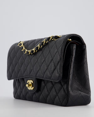 *HOT* Chanel Medium Black Classic Double Flap Bag in Caviar Leather with Gold Hardware