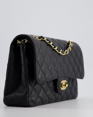 *HOT* Chanel Medium Black Classic Double Flap Bag in Caviar Leather with Gold Hardware