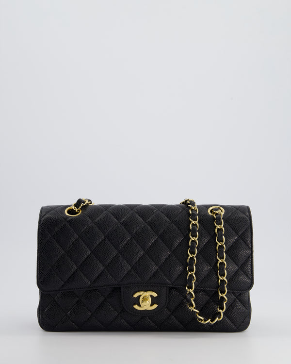 *HOT* Chanel Medium Black Classic Double Flap Bag in Caviar Leather with Gold Hardware