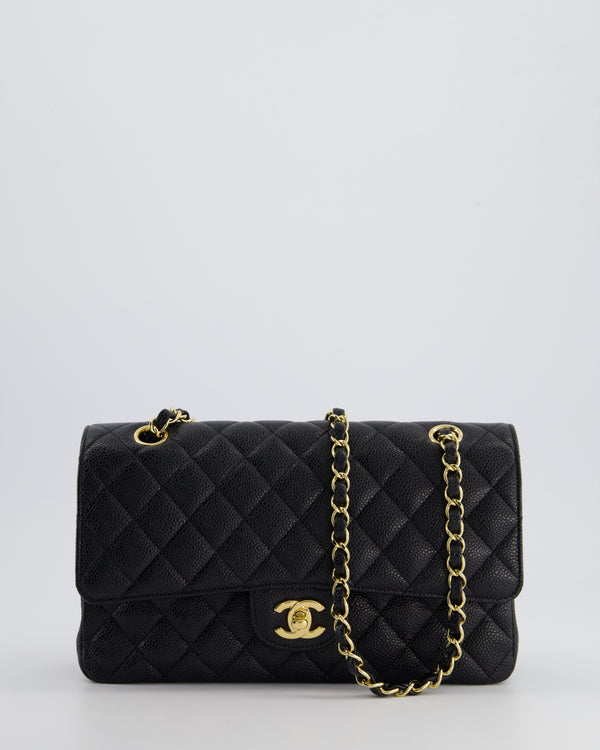 *HOT* Chanel Medium Black Classic Double Flap Bag in Caviar Leather with Gold Hardware