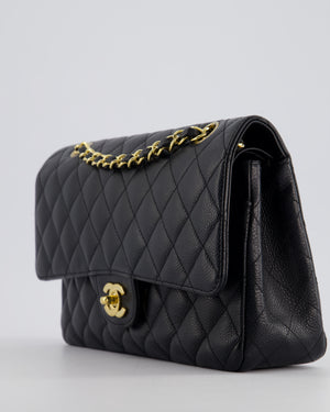 *RARE* Chanel Vintage Black Medium Classic Double Flap Bag in Caviar Leather with Gold Hardware