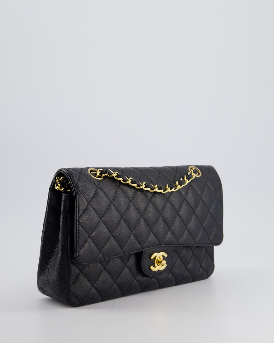 *RARE* Chanel Vintage Black Medium Classic Double Flap Bag in Caviar Leather with Gold Hardware