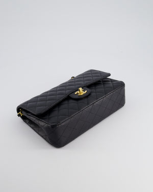 *RARE* Chanel Vintage Black Medium Classic Double Flap Bag in Caviar Leather with Gold Hardware