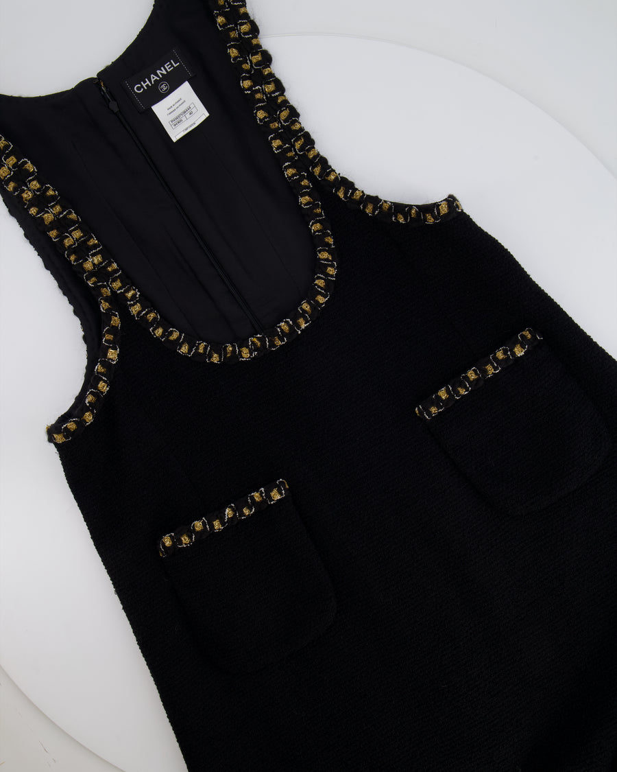 Chanel Black Sleeveless Tweed Dress and Jacket Set with Embellished Button Details Size FR 40/44 (UK 12/16)