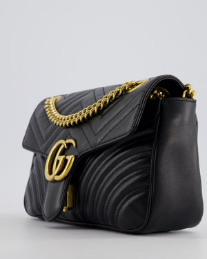 Gucci Black Leather Matelasse Marmont Bag with Gold Hardware