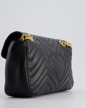 Gucci Black Leather Matelasse Marmont Bag with Gold Hardware