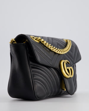 Gucci Black Leather Matelasse Marmont Bag with Gold Hardware