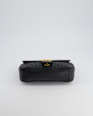 Gucci Black Leather Matelasse Marmont Bag with Gold Hardware