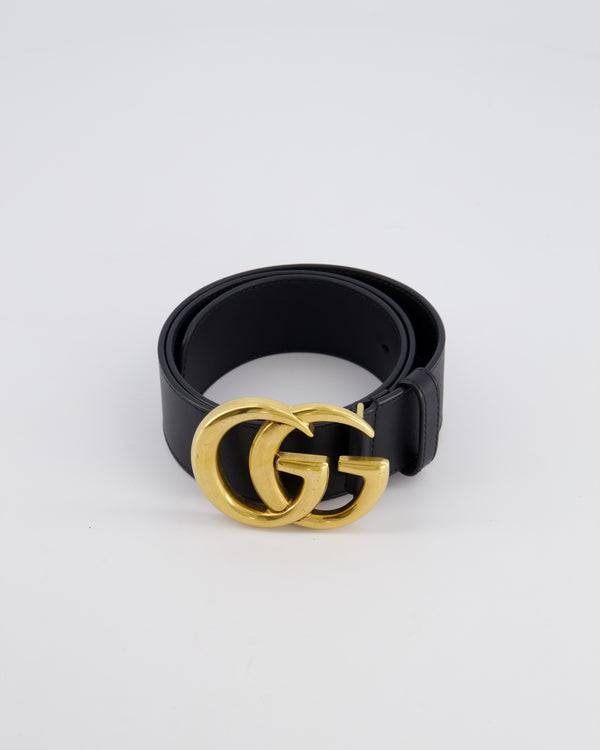 Gucci Black GG Logo Marmont Leather Belt Size 70cm