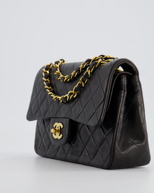 Chanel Black Vintage Classic Small Double Flap Bag in Lambskin Leather with 24K Gold Hardware