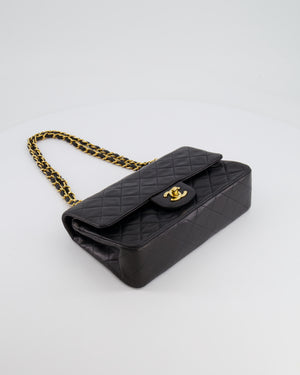 Chanel Black Vintage Classic Small Double Flap Bag in Lambskin Leather with 24K Gold Hardware