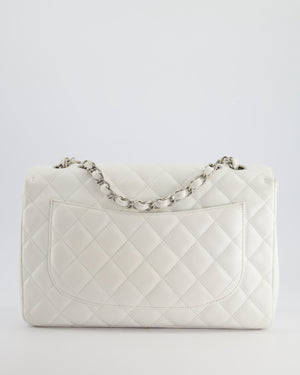 *SUPER FIRE PRICE* Chanel White Jumbo Classic Single Flap Bag in Caviar Leather with Silver Hardware