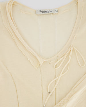 Christian Dior Boutique Fine Knit Long Sleeve V-Neck Top With Lace Up Detail FR 40 (UK 12)