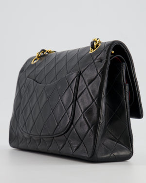 Chanel Vintage Black Medium Classic Double Flap Bag in Lambskin Leather with 24K Gold Hardware