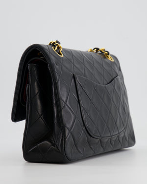 Chanel Vintage Black Medium Classic Double Flap Bag in Lambskin Leather with 24K Gold Hardware