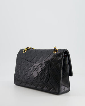 Chanel Vintage Black Medium Classic Double Flap Bag in Lambskin Leather with 24K Gold Hardware