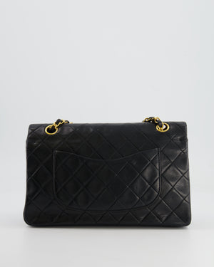 Chanel Vintage Black Medium Classic Double Flap Bag in Lambskin Leather with 24K Gold Hardware