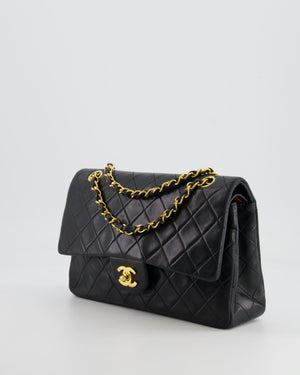 Chanel Vintage Black Medium Classic Double Flap Bag in Lambskin Leather with 24K Gold Hardware