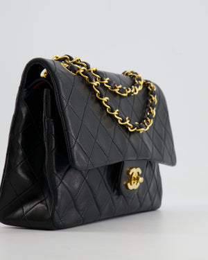 Chanel Vintage Black Medium Classic Double Flap Bag in Lambskin Leather with 24K Gold Hardware