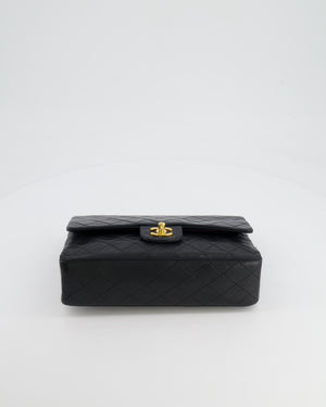 Chanel Vintage Black Medium Classic Double Flap Bag in Lambskin Leather with 24K Gold Hardware