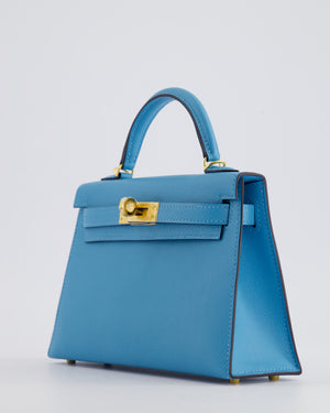 *SUPER HOT* Hermès Mini Kelly II 20cm in Bleu Du Nord Madame Leather with Gold Hardware