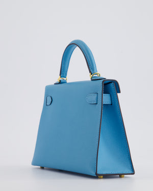 *SUPER HOT* Hermès Mini Kelly II 20cm in Bleu Du Nord Madame Leather with Gold Hardware