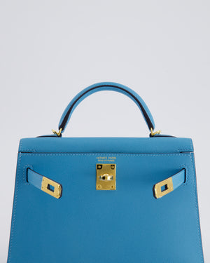 *SUPER HOT* Hermès Mini Kelly II 20cm in Bleu Du Nord Madame Leather with Gold Hardware