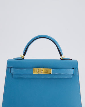 *SUPER HOT* Hermès Mini Kelly II 20cm in Bleu Du Nord Madame Leather with Gold Hardware