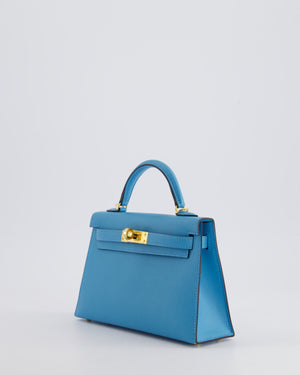 *SUPER HOT* Hermès Mini Kelly II 20cm in Bleu Du Nord Madame Leather with Gold Hardware