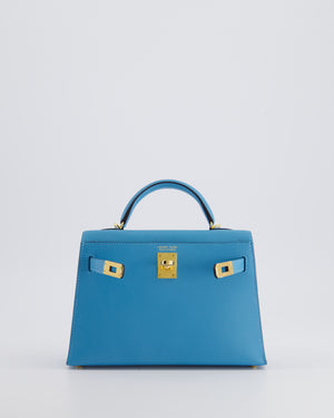 *SUPER HOT* Hermès Mini Kelly II 20cm in Bleu Du Nord Madame Leather with Gold Hardware