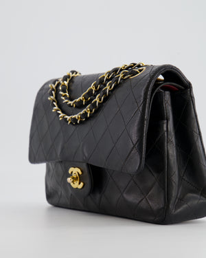 Chanel Vintage Black Medium Classic Double Flap Bag in Lambskin Leather with 24K Gold Hardware