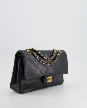 Chanel Vintage Black Medium Classic Double Flap Bag in Lambskin Leather with 24K Gold Hardware