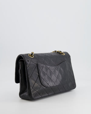 Chanel Vintage Black Medium Classic Double Flap Bag in Lambskin Leather with 24K Gold Hardware