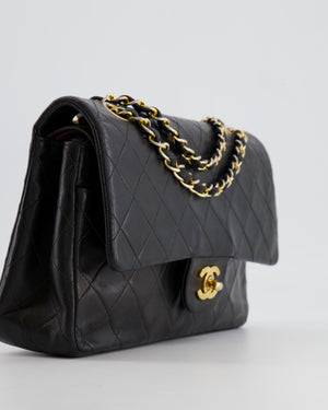 Chanel Vintage Black Medium Classic Double Flap Bag in Lambskin Leather with 24K Gold Hardware