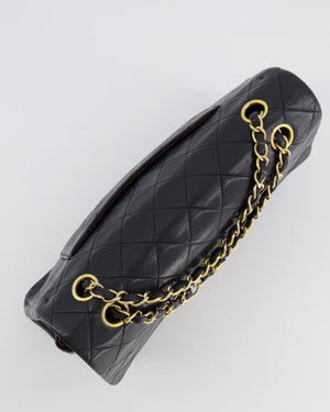 Chanel Vintage Black Medium Classic Double Flap Bag in Lambskin Leather with 24K Gold Hardware