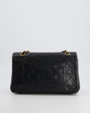 Chanel Vintage Black Medium Classic Double Flap Bag in Lambskin Leather with 24K Gold Hardware